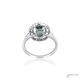 18KT White Gold 1.36CT Natural Alexandrite Double Diamond Halo Ring