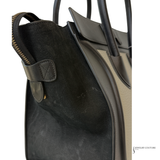 CELINE Mini Luggage Tote Bag Black & White Bicolor Calfskin Leather Pre-Owned