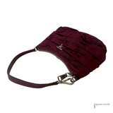 Prada Tessuto Gaufre Ruched Nylon Mini Shoulder Bag | Burgundy Wine Pre-Owned
