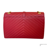 Saint Laurent Classic Monogram Envelope Satchel Matelasse Chevron Leather Large Handbag Pre-Owned