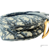 CHRISTIAN DIOR Mini Blue Oblique Canvas Dior Saddle Bag Pre-Owned