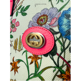 Gucci Canvas Flora Tote Medium Shoulder Bag Multicolor Pink Centennial cloth crossbody Pre-Owned
