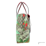 GUCCI GG Supreme Monogram Tian Medium Shopping Tote Beige Multicolor Red Pre-Owned Authentic