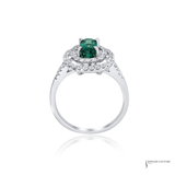 18KT White Gold 1.36CT Natural Alexandrite Double Diamond Halo Ring