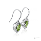 14KT White Gold Peridot Diamond Halo Drop Earrings