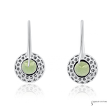 14KT White Gold Peridot Diamond Halo Drop Earrings