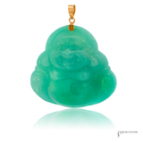 14K Yellow Gold Jade Buddha Pendant | Natural Green Jade Buddha Necklace
