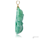 14K Yellow Gold Jade Buddha Pendant | Natural Green Jade Buddha Necklace
