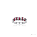 18KT White Gold Ruby and Diamond Two-Row Band