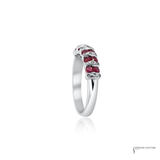 18KT White Gold Ruby and Diamond Two-Row Band