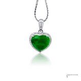 14K White Gold Heart Shaped Jade Pendant with 0.10 CTW Diamonds
