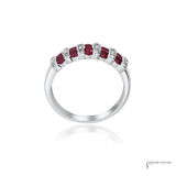 18KT White Gold Ruby and Diamond Two-Row Band
