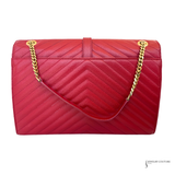Saint Laurent Classic Monogram Envelope Satchel Matelasse Chevron Leather Large Handbag Pre-Owned