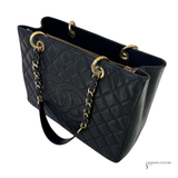 CHANEL Black Caviar GST Leather Grand Shopping Tote In Black Pre-Owned