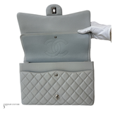 CHANEL Caviar Quilted Jumbo Double Flap Dark Grey Pre Owned