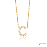Initial “C” Pendant Necklace 14K Yellow Gold Diamond 17.4” Chain