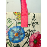 Gucci Canvas Flora Tote Medium Shoulder Bag Multicolor Pink Centennial cloth crossbody Pre-Owned