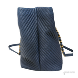 Chanel Grand Navy Blue shopping leather & chain shoulder tote GST - Chevron Pre-Loved