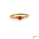 Geranium-  14KT Yellow Gold Pear Ruby Bracelet