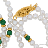 14KT Yellow Gold Carved Jade Butterfly Necklace with Cultured Pearls