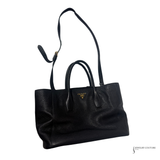 Prada Vitello Daino Black Pebbled Leather Tote & Shoulder Bag Pre-Owned