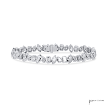 Decoage 14KT White Gold Lab-Grown Diamond Bezel Tennis Bracelet 12.51CT