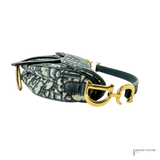 CHRISTIAN DIOR Mini Blue Oblique Canvas Dior Saddle Bag Pre-Owned