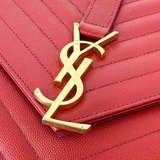 Saint Laurent Classic Monogram Envelope Satchel Matelasse Chevron Leather Large Handbag Pre-Owned