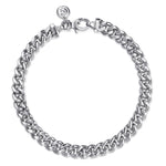 Silver chain bracelet on a white background