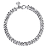 Silver chain bracelet on a white background