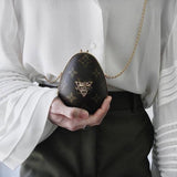 Louis Vuitton Egg Minaudière Monogram Canvas Brown Leather Crossbody Bag w Gold Chain | Authentic Pre-Owned LV Egg Case