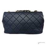 Pre-owned Chanel quilted lambskin single flap bag, back view