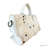 BALENCIAGA  Veau Soyeux Perforated Blackout Hardware S City White Motocross Perforated Bag Pre-Owned
