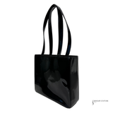 Chanel Patent Leather Logo Shopping Tote Handbag Square Shoulder Bag Pre Owned Vintage
