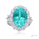 GIA Certified 10.03CT Natural Paraiba Tourmaline & Diamond Ring in 18K White Gold – Luxury Greenish Blue Paraiba Cocktail Ring Size 6.5