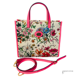 Gucci Canvas Flora Tote Medium Shoulder Bag Multicolor Pink Centennial cloth crossbody Pre-Owned