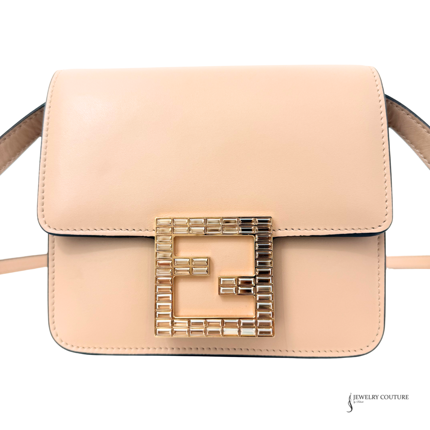 FENDI Swarovski Crystal FAB SHOULDER Beige Neutral Flat baguette FENDI Swarovski Crystal FAB SHOULDER Beige Neutral Flat baguette