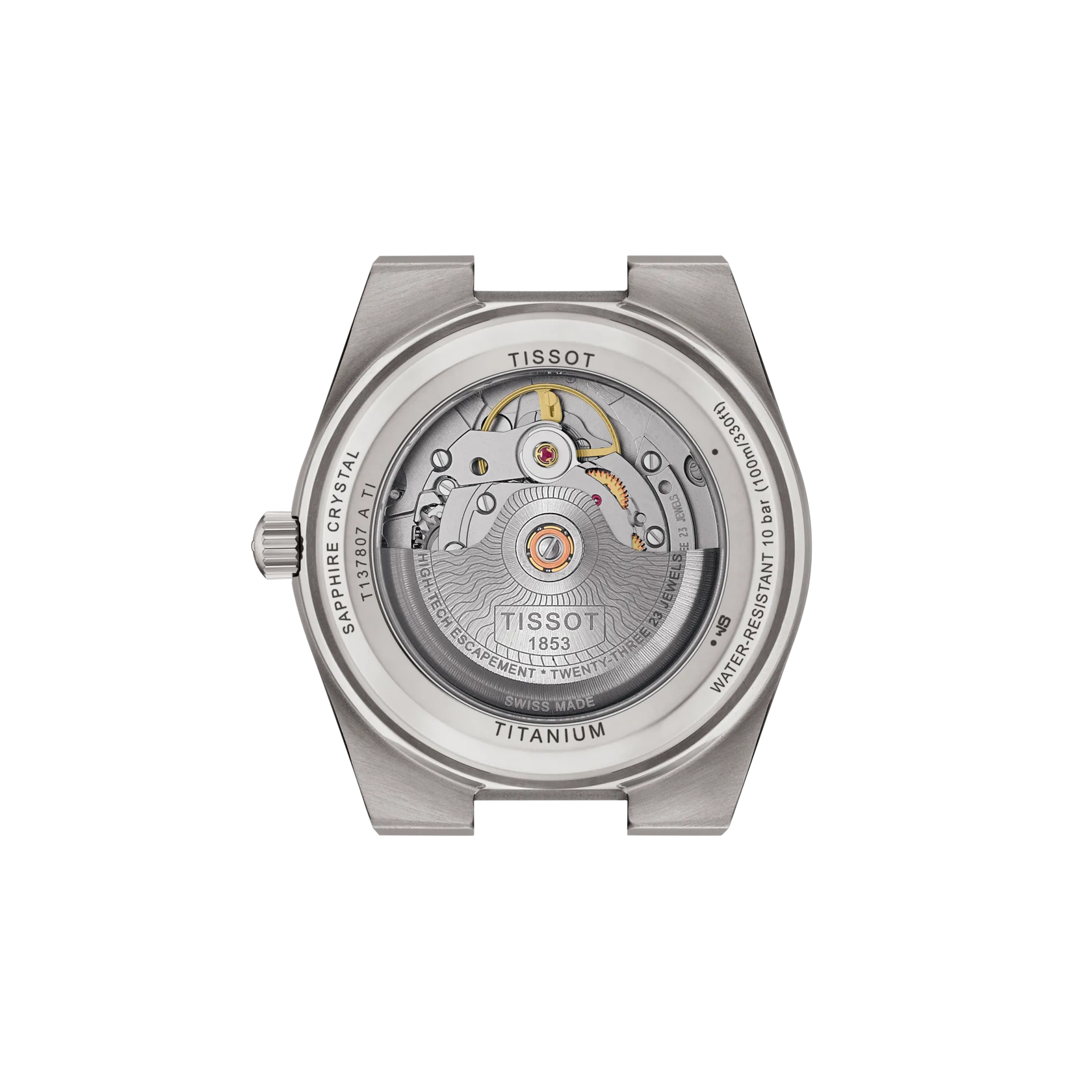Tissot PRX Titanium 38mm see-through caseback Powermatic 80