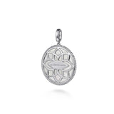 925 Sterling Silver 28mm Bujukan White Sapphire Compass Mother of Pearl Medallion Pendant With Detachable Bail