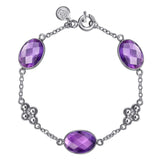 925 Sterling Silver Amethyst Station Bracelet