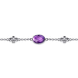 925 Sterling Silver Amethyst Station Bracelet
