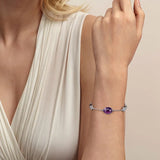 925 Sterling Silver Amethyst Station Bracelet