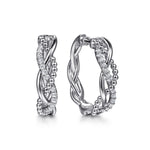 Gabriel & Co. Bujukan Sterling Silver White Sapphire 30mm Twisted Hoop Earrings
