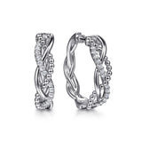 Gabriel & Co. Bujukan Sterling Silver White Sapphire 30mm Twisted Hoop Earrings
