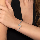 Bujukan White Sapphire 925 Sterling Silver Bypass Bangle