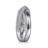 925 Sterling Silver Bujukan White Sapphire Criss Cross Ring