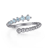 925 Sterling Silver Bujukan and Aquamarine Bypass Ring