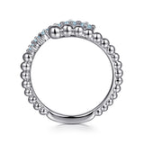 925 Sterling Silver Bujukan and Aquamarine Bypass Ring