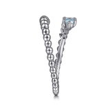 925 Sterling Silver Bujukan and Aquamarine Bypass Ring