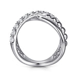 Gabriel & Co. Bujukan Sterling Silver White Sapphire Criss Cross Ladies Ring
